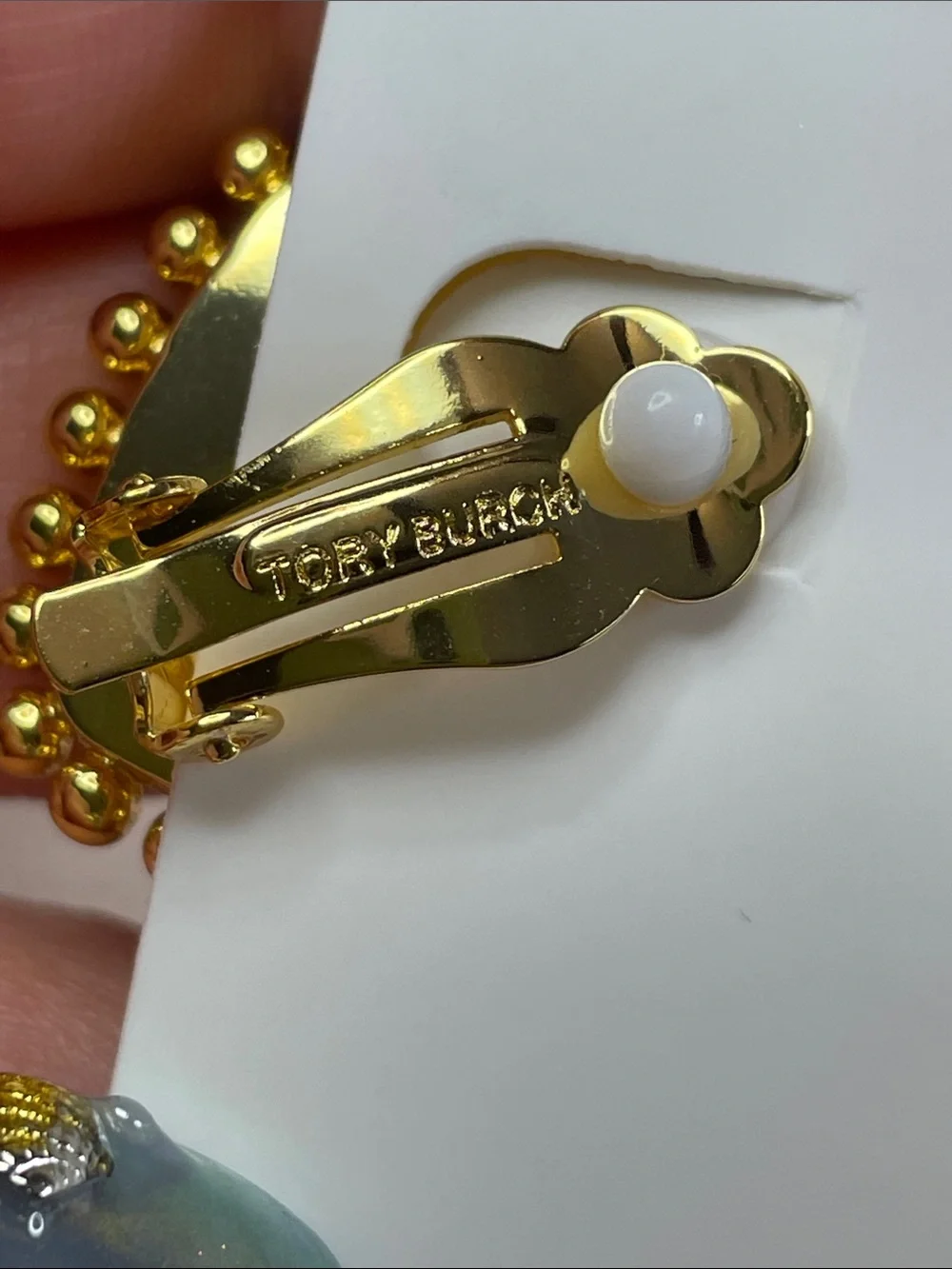 Tory Burch Clip-On Gold-Trimmed Emerald Heart Earrings - NWT $98 MSRP